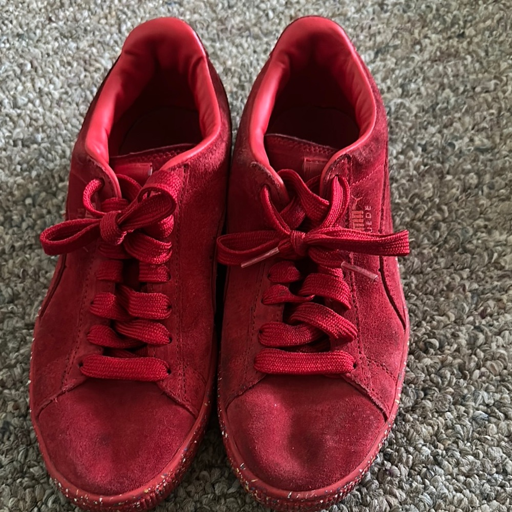 Puma Red Suede Sneakers